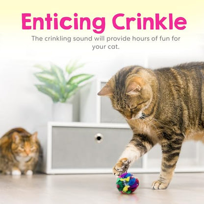 Crinkle Cat Toy Balls 4 Pack | Soft Cat Crinkle Toys for Indoor Cats & Kittens | Food-Grade Acetate Safer Than Mylar | Made in Canada - style: 4 Pack