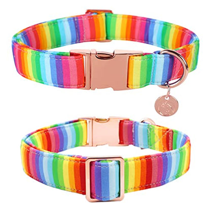 DOGWONG Summer Dog Collar with Bow tie - color: C: lgbt rainbow, size: XS