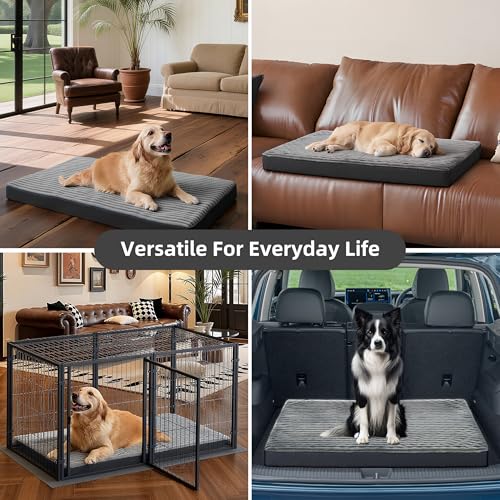 Dog Bed Medium Size Dog, Orthopedic Flannel Pet Bed with Removable Washable Cover, Waterproof Indestructible Medium Dogs Bed with Anti-Slip Bottom, Egg Crate Memory Foam Pad, 29.0"x18.0"x3.0", Grey - size: M(29"x18"x3")