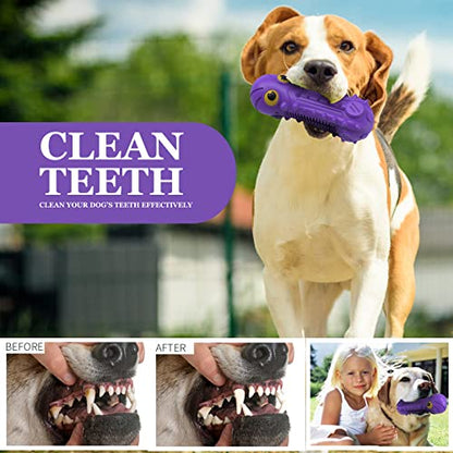 ZIKATON Dog Squeaky Toys for Aggressive Chewers, Durable Chew Toys for Large Medium Breed Dog, Dog Toys, Tough Durable Dogs Toys with Natural Rubber - color: Purple Octopus
