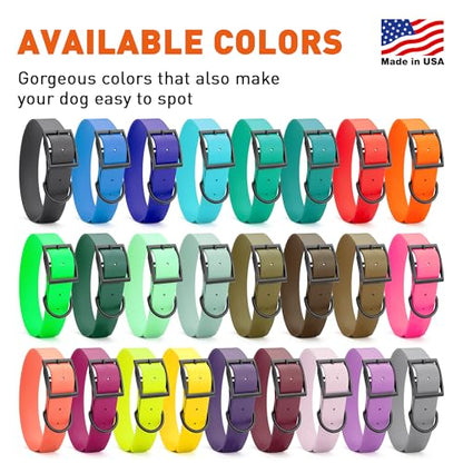 Dogline Biothane Waterproof Dog Collar Strong Coated Nylon Webbing with Black Hardware Odor- Proof for Easy Care Easy to Clean High Performance Fits Small Medium or Large Dogs, Teal
