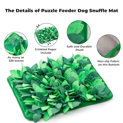 Puzzle Feeder Snuffle Mat & Slow Feeder for Dogs - Interactive Dog Puzzle Toys for Smell Training - color: Grass Green