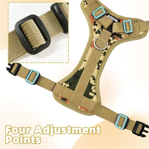 AIITLE Medium Dog Harness No Pull, Reflective Adjustable Vest with Handle, No Choke Design, Dual Metal Leash Clips for Walking Training Running Camping, Small Medium Breeds - Camouflage M - color: Camouflage, size: M