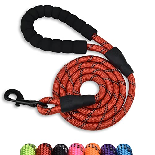 5/6 FT Strong Pet Dog Leash with Soft Padded Handle,Highly Reflective Rope for Night Walking,360-Degree Rotating Metal Buckle Without Tangles,Suitable for Small,Medium and Large Dogs.(6ft) - color: Red, size: 6 FT x 1/2 Inch