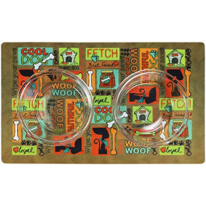 Drymate Cat Bowl Placemat, Pet Food Feeding Mat - Absorbent Fabric, Waterproof Backing, Slip-Resistant - Machine Washable/Durable (USA Made) (12” x 20”) (Cool Cat Brown) - color: Cool Cat Brown, size: Small (12" x 20")