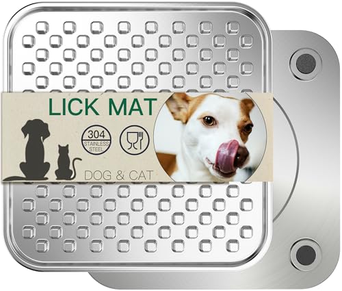 1Pack Stainless Steel Large Lick Mat for Dogs & Cats, Chew-Proof Slow Feeder, Anxiety Reducer, Whisker-Friendly for Cats, Non-Slip Heavy Duty Base, Raw Feeding Pad, Dishwasher Safe - color: Large-1Pack