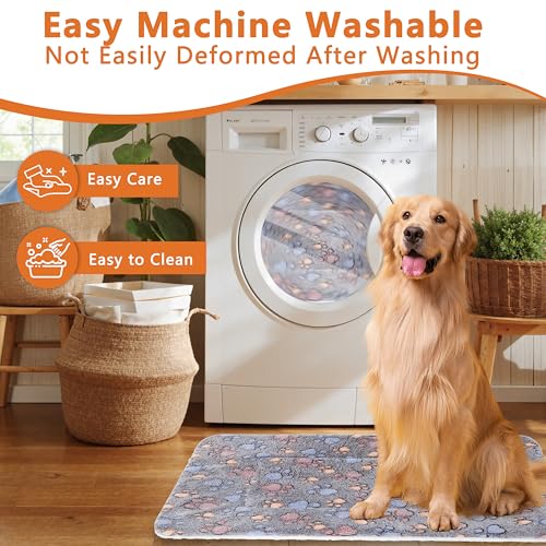 Dog Bed Mat,Soft Dog Kennel Pad with Cute Pattern,Multi-Size Durable & Machine Washable,Pet Pad for Dogs (Gray Paw, Large) - color: Gray Paw, size: 27.2''L×18.9''W×1.4''Th