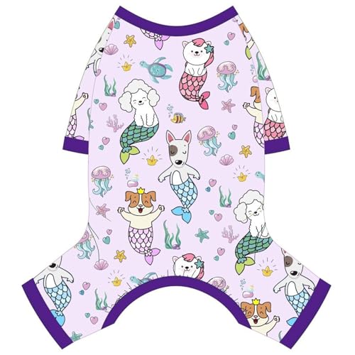 Dog Pajamas Pjs Spring Summer Dog Clothes for Small Dogs Girl Boy, Soft Stretchy Tiny Chihuahua Yorkie Puppy Clothes Doggie Onesies Cat Pet Jammies Outfit, Mermaids, S - color: Mermaids, size: Small (Chest 13in )