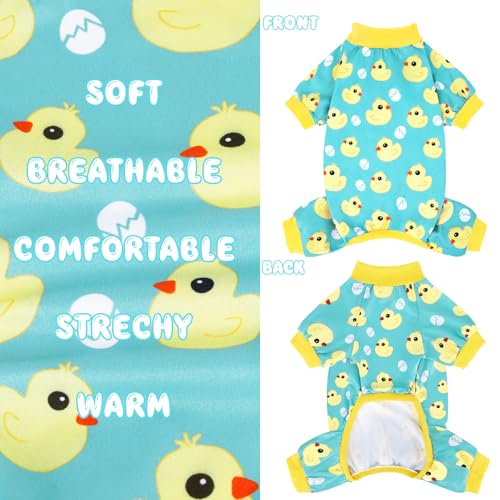 XPUDAC 4 Pieces Dog Pajamas for Small Dogs Pjs Clothes Puppy Onesies for Doggie Duck Shirts Sleeper for Pet Cats Jammies-S - size: Small(Chest-14" Back-10" Neck-9.5")