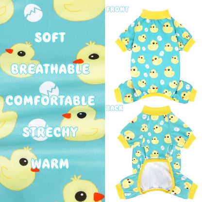 XPUDAC 4 Pieces Dog Pajamas for Small Dogs Pjs Clothes Puppy Onesies for Doggie Duck Shirts Sleeper for Pet Cats Jammies-S - size: Small(Chest-14" Back-10" Neck-9.5")