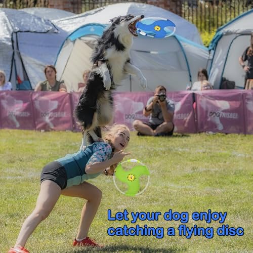 Dog Flying Disc Flyer Dog Toys, Glow in The Dark Nylon Dog Toy with 3 Light Models, Floating Dog Ring Toys for Physical Exercise, Pet Training Throwing Playing - color: Blue-2