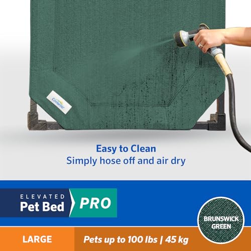 Coolaroo Pro Elevated Dog Bed - Low-Profile Access, Moisture-Resistant Cover, Breathable Fabric & Tool-Free Setup, Brunswick Green, Large - color: Brunswick Green, size: Large