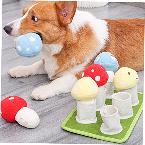 Abaodam Interactive Dog Slow Feeder Toy Creative Puppy Sniffle Mat Squeaky Mushroom Dog Training Foraging Pad for Chewing and Boredom Relief
