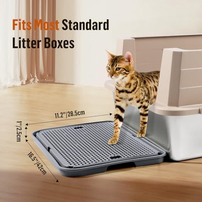 Large Cat Litter Box Step Mat, 16.5"x11.2" Cat Ramp Stairs, Cat Litter Catcher for Self-Cleaning Litter Box, Cats Pedal Step Stool Ideal for Kitten & Older Cats (Dark Grey) - color: Dark Grey Large