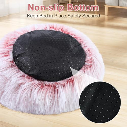 Soothing Guinea Pig Hideout, Doughnut Guinea Pig Bed with Hooded Cover, Washable Hamster Rabbit Bunny Bed, Washable Round Cave Beds for Small Animal Bunny Rabbit Hideout (Pink) - color: Pink