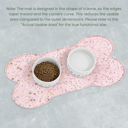 PWTAA Dog Food Mat Anti-Slip Silicone Dog Bowl Mat Thicker Pet Placemat Waterproof Cat Feeder Pad with Raised Edge Puppy Kitten Feeding Mats Suitable Small Medium-Sized Dogs Cats Eating Tray - color: Donut Pink, size: 19.4" x 9.8"