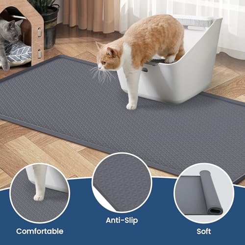 Extra Large Cat Litter Mat 54" x 27.5" Silicone Waterproof Dog Pee Pads Non-Slip Soft on Pet Paws Easy to Clean