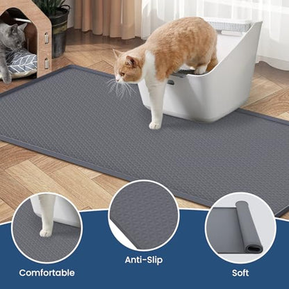 Extra Large Cat Litter Mat 54" x 27.5" Silicone Waterproof Dog Pee Pads Non-Slip Soft on Pet Paws Easy to Clean