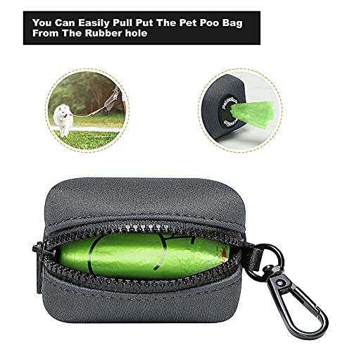 Dog Poop Bag Holder Leash Attachment, Dog Waste Bag Dispenser Zippered Pouch, Fits Any Dog Leash, Includes Free Roll of Dog Bags, Poop Bag Dispenser - 2 Pack, Deep Gray - color: Deep Gray
