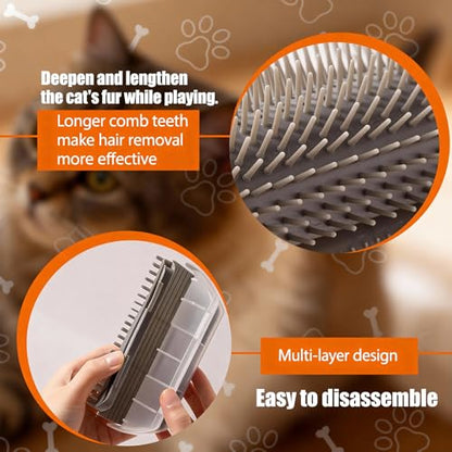 4 Pcs Cat Corner Brush, and Cat Self Grooming Brush with Mint, Corner for Cats to Scratch and Groom, Pet Wall Mounted for Stress Relief and Fur Care