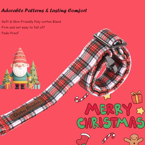 Christmas Dog Collar, Red Plaid Dog Collars with Flower Adjustable Pet Collar Premium Metal Buckle, Christmas Puppy Necklace for X-Small Girl and Boy Dogs - color: B: Christmas Plaid, size: X-Small (Pack of 1)
