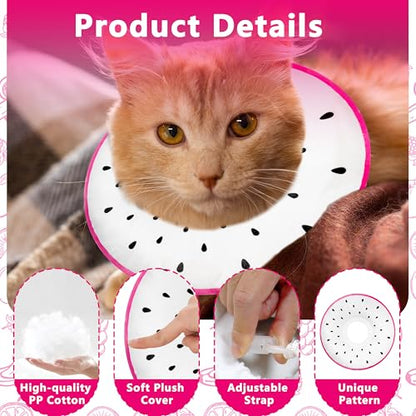 Cat Cone Collar Soft, Adjustable Cat Recovery Cone to Stop Licking, Cute Kitten Donut Collar After Surgery, Elizabethan Collars for Kittens, Lightweight Cats Neck Cones (Dragonfruit, Large) - color: Dragonfruit, size: Large