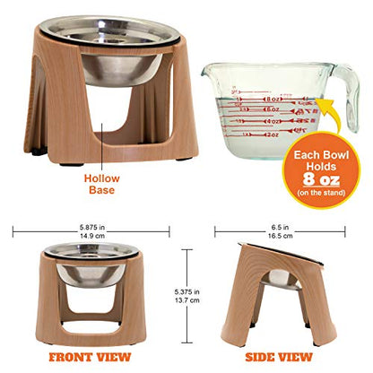 SportPet Food Bowls_Raised Stainless Steel Bowl_Gravity Feeder and Waterer,Brown - color: Brown