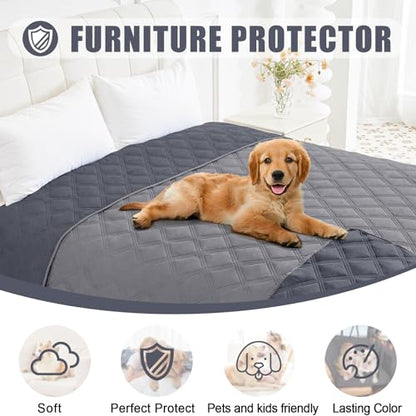 Smiry Waterproof Dog Bed Cover Blanket 40x90, Soft Reversible Pet Blanket, Washable Leakproof Cats Dogs Couch Cover for Sofa, Couch, Furniture, Grey/Dark Grey - color: Grey/Dark Grey, size: 40x90 Inch