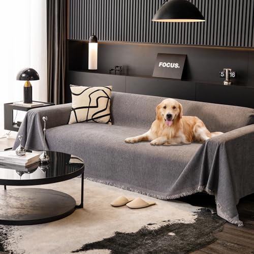100% Waterproof Sofa Covers for Pets Washable Couch Covers Dogs Cats Sofa SlipCover for 3-4 Cushion Couches Sectional Couches Furniture Protector Covers for Living Room (91" x 150", Dark Gray) - color: Grey, size: 91" x 150"