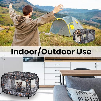 Beatrice Home Fashions Portable, Collapsible, Pop Up Kennel Travel Cat and Dog Crate, 40" L x 27" W x 27" H, Face of Love - color: Face of Love, size: 40.0"L x 27.0"W x 27.0"H