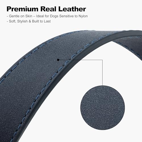 Plutus Pet Genuine Leather Dog Collar – Adjustable Pet Collar with Quick Release Metal Buckle, Soft Real Leather for Small Medium Large Dogs, Heavy Duty & Skin-Friendly (Blue, S) - color: Blue, size: S