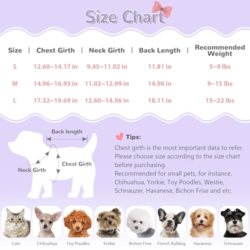 Bowknot Dog Sweater Dress for Small Dogs Girl, Stretchy Pet Sweaters Pullover Coats, Fall Winter Warm Dog Turtleneck Sweater (Purple, S) - color: Purple, size: Small (5-9lbs)