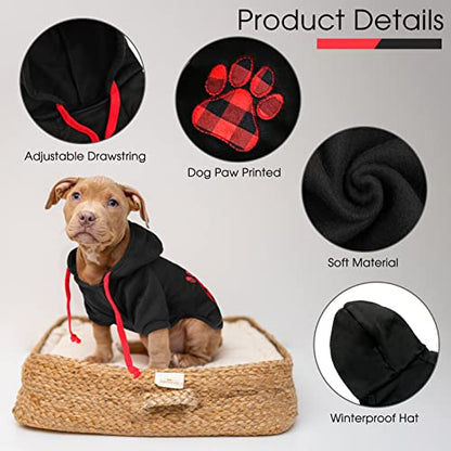 Dog Hoodie,Flannel Pet Hooded Sweater with Hat Puppy Pullover Sweater Shirt,Dog (Black,S) - color: Black, size: Small