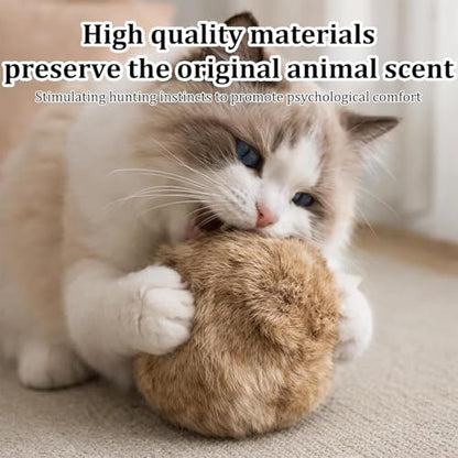 6 PCS Fake Rabbit Fur Ball Cat, Catnip Ball for Indoor Cats, Fake Rabbit Fur Balls for Stimulating Hunting Instincts and Interactive Bonding Play, Set of 3.15 Inch Balls