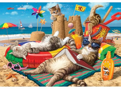 Anatolian Puzzle - Cats on The Beach, 260 Pieces Jigsaw Puzzle, #3322, Brown/a - color: Cats on the Beach