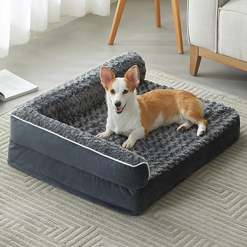 BFPETHOME Orthopedic Dog Beds for Large Dogs-Waterproof Sofa Dog Bed with Removable Washable Cover, Large Pet Bed with Waterproof Lining and Nonskid Bottom, Pet Bed for Dogs - color: Dark Grey, size: 30.0"L x 20.0"W x 6.5"Th