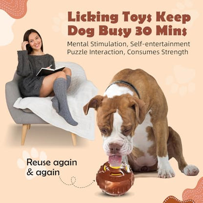 Dog Distraction Toy - Dog Toys to Keep Them Busy to Reduce Anxiety, Medium Chew Toy Ball Treat Dispenser with Freezable Fillable Treats Tray Mold for Aggressive Chewer, 4-IN-1 Mentally Stimulating Toy - color: Brown