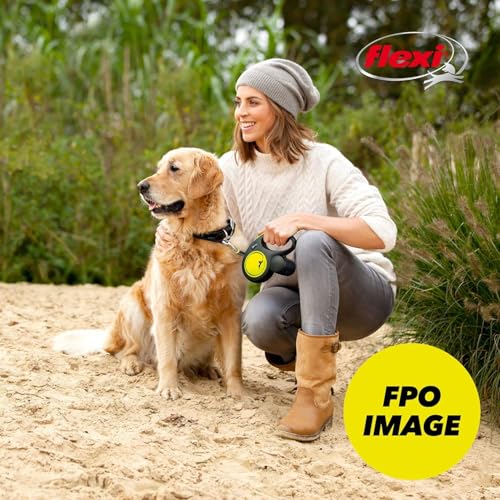 FLEXI Giant Tape Retractable Dog Leashes for Large Dogs Upto 110 lbs. – 26 ft., Black | Tangle Free Pet Walking Leash with One-Handed Brake, Pause, Lock | German Quality Product - color: Black, size: Large - 26 feet