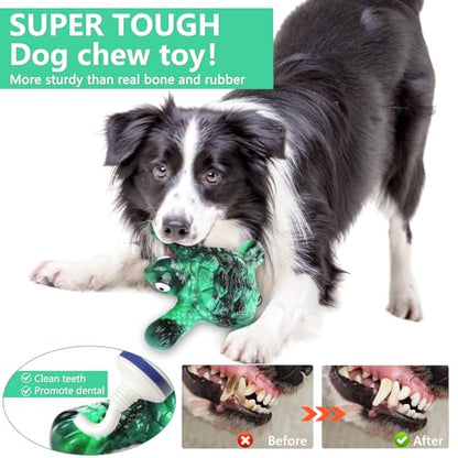 Letsmeet Heavy Duty Nylon Dog Bone Chew Toys - Real Bacon Flavor, Long-Lasting for Aggressive Chewers & Large Breeds - color: Green1