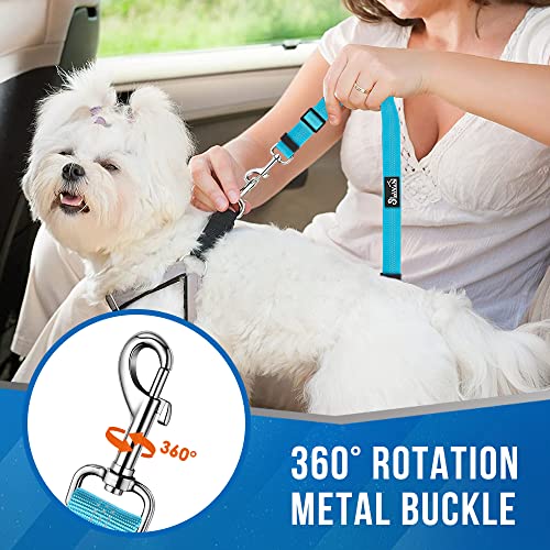Lukovee Double Dog Seat Belt, New Dual Pet Car Headrest Restraint Safety Seatbelt No Tangle Dog Leash Duty Adjust Elastic Bungee Puppy Lead Splitter Connect Harness in Vehicle Travel for 2 Dogs (TBL) - color: Light Blue