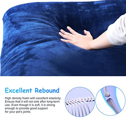Super Soft Large Dog Bed, 39 Inches Orthopedic Foam Pet Beds with Anti Slip Bottom, Dog Sleeping Mattress with Removable and Washable Cover, Blue L,39'' X 33.5'' X 3.7'' - color: Blue, size: 39.0"L x 33.5"W x 4.0"Th