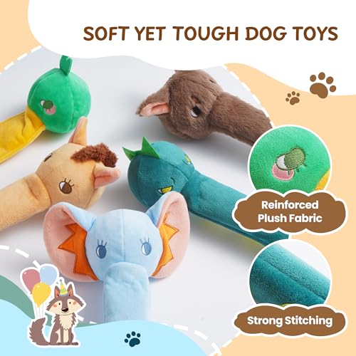 Nocciola Dog Squeak Toys 5pcs, Dog Toys to Keep Them Busy for Aggressive Chewers, Hide and Seek Crinkle Dog Toy for Large Dogs, Long Face Wild Animals Playground Series - style: 5Pcs