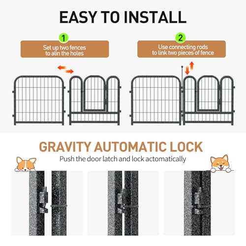 Metal Dog Playpen, 24" Inch Height 16 Panels, Ideal Dog Fence for Large/Medium/Small Dogs Indoor & Outdoor Bliss, Perfect Dog Pen for Camping, Yard and RV | Black-Silver