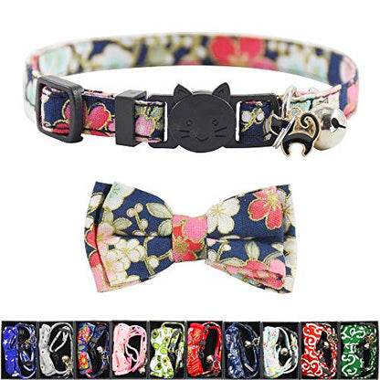 Bowtie Cat Collars Breakaway with Bell, Adjustable Cute Kitty Collars Safety Buckle Kitten Collar for Cat Puppy 7.5-11in (20) - color: 20