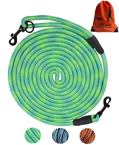 Long Dog Leash Tie-Out Check Cord, 16FT/30FT/50FT/100FT Recall Dog Training Rope Leash, Heavy Duty Dog Lead for Large Medium Small Dogs Playing, Camping, or Backyard - color: Green, size: 50FT