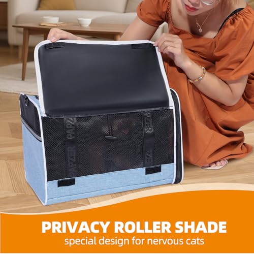 Top Loading Medium Cat Carrier with Privacy Curtain, Soft-Sided Small Pet Travel Crate Vet Approved, Little Puppy Dog Kennel Bag Suitcase Luggage Sleeve, 18x11x11 Inch Blue - color: Blue