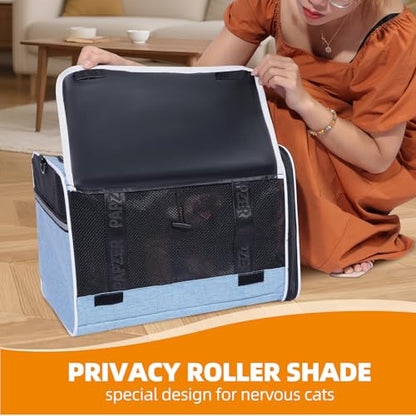 Top Loading Medium Cat Carrier with Privacy Curtain, Soft-Sided Small Pet Travel Crate Vet Approved, Little Puppy Dog Kennel Bag Suitcase Luggage Sleeve, 18x11x11 Inch Blue - color: Blue