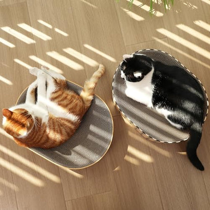 FUKUMARU Cardboard Cat Scratcher Bed, 2-in-1 Oval Cat Scratch Pad, Cats Scratching Board Lounge Bed Indoor, Durable Modern Kitty Scratcher Bowl, Cats Scratch Furniture Protector, Polka Dot - color: Polka Dot