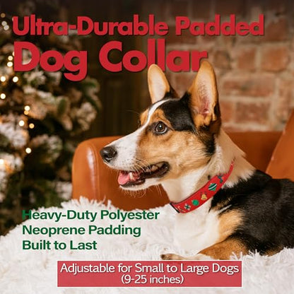 Christmas Dog Collar, Cute Holiday Red Collars for Girl & Boy, Reflective,Soft Padded Neoprene,Fully Adjustable,Durable & Lightweight Small Dog Collar, (Christmas, S) - color: Christmas, size: S (Neck 9''– 14'')