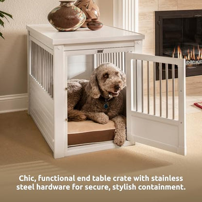 New Age Pet ecoFLEX Pet Crate/End Table, Antique White, Large - color: Antique White, size: 35.4"L x 24.0"W x 28.0"H